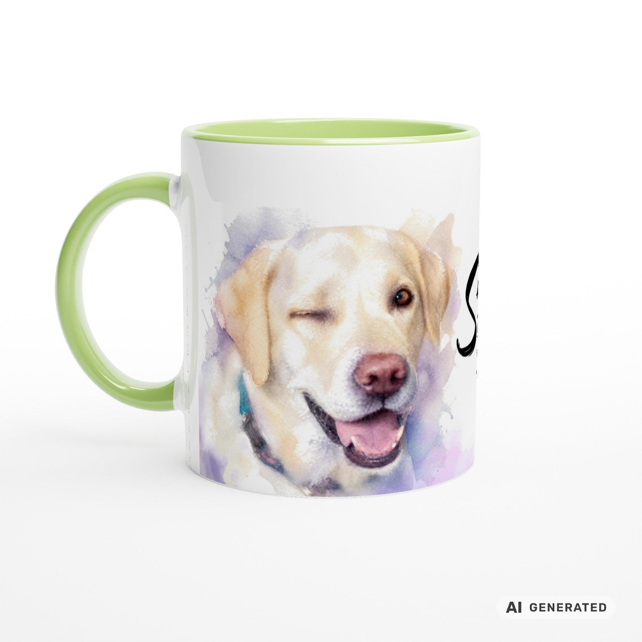 Personalisierte Labrador Retriever Tasse 11oz – Aquarell Hundemotiv mit Namen | Geschenk für Labrador Retriever Besitzer | Keramiktasse mit Farbwahl - Sunbeamstore