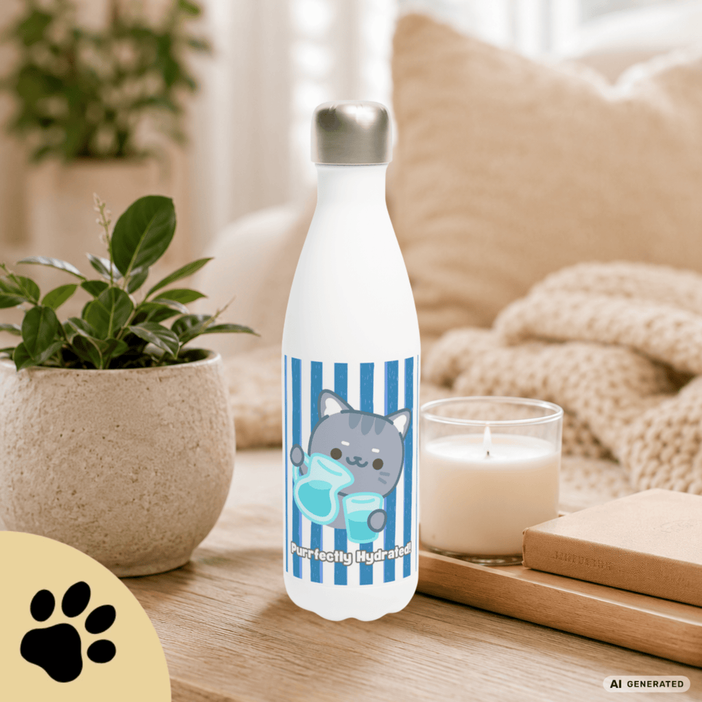 Edelstahl Trinkflasche Katze 500 ml – Purrfectly Hydrated | Süße Katzen Isolierflasche | Wiederverwendbare Wasserflasche | Geschenk für Katzenliebhaber - Sunbeamstore
