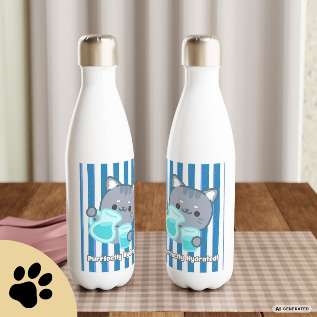Edelstahl Trinkflasche Katze 500 ml – Purrfectly Hydrated | Süße Katzen Isolierflasche | Wiederverwendbare Wasserflasche | Geschenk für Katzenliebhaber - Sunbeamstore