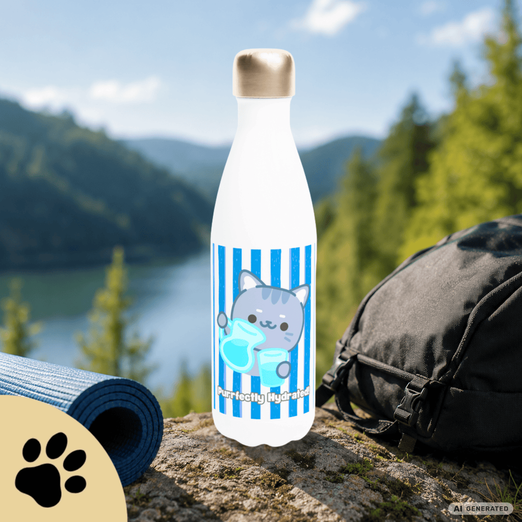 Edelstahl Trinkflasche Katze 500 ml – Purrfectly Hydrated | Süße Katzen Isolierflasche | Wiederverwendbare Wasserflasche | Geschenk für Katzenliebhaber - Sunbeamstore