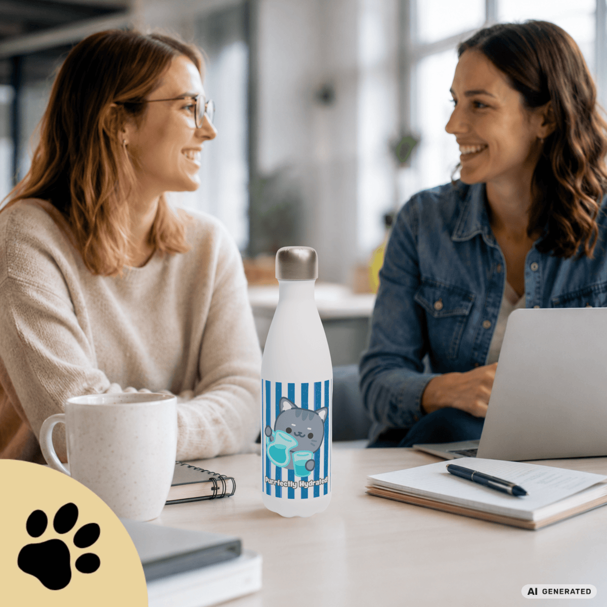 Edelstahl Trinkflasche Katze 500 ml – Purrfectly Hydrated | Süße Katzen Isolierflasche | Wiederverwendbare Wasserflasche | Geschenk für Katzenliebhaber - Sunbeamstore