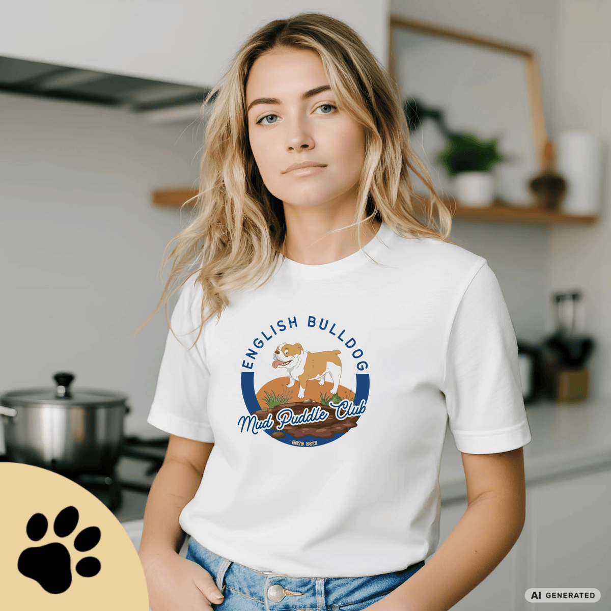 Englische Bulldogge T-Shirt – Lustiges Hundeshirt „Mud Puddle Club“ | Bulldog Lover Shirt Premium Unisex Crewneck T-shirt | Bella + Canvas 3001 - Sunbeamstore