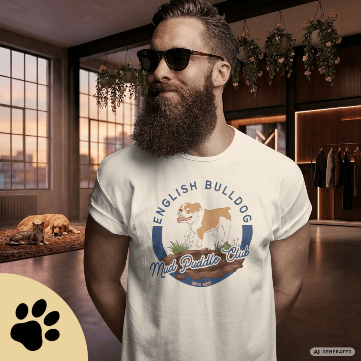 Englische Bulldogge T-Shirt – Lustiges Hundeshirt „Mud Puddle Club“ | Bulldog Lover Shirt Premium Unisex Crewneck T-shirt | Bella + Canvas 3001 - Sunbeamstore