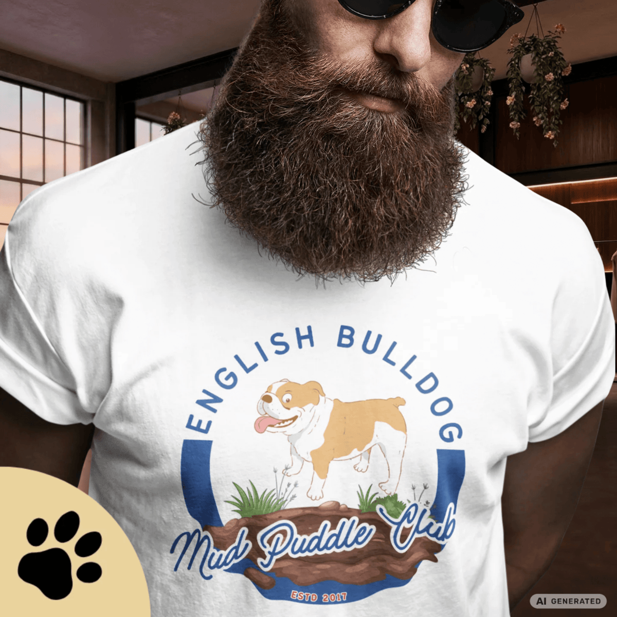 Englische Bulldogge T-Shirt – Lustiges Hundeshirt „Mud Puddle Club“ | Bulldog Lover Shirt Premium Unisex Crewneck T-shirt | Bella + Canvas 3001 - Sunbeamstore