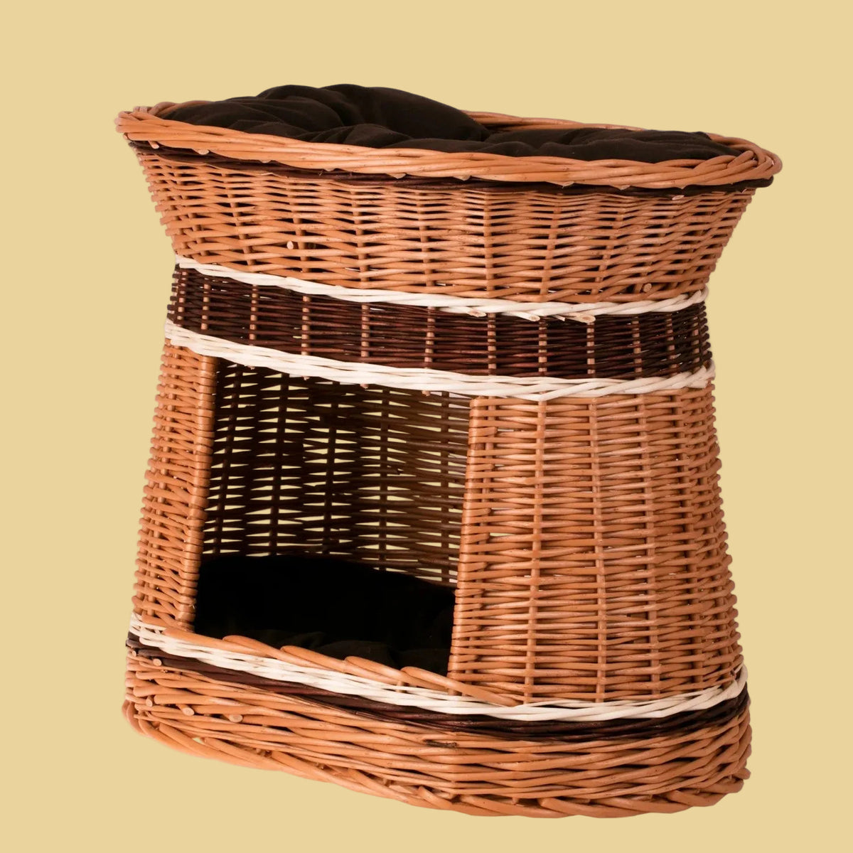 Erif Wicker handgeflochtenes Katzenhaus mit Kissen - Sunbeamstore