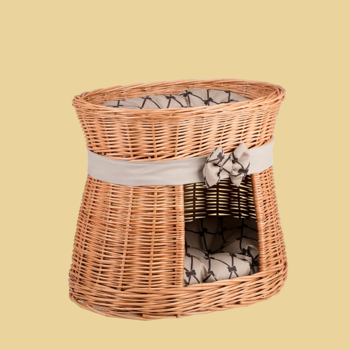 Erif Wicker Katzenhaus mit beigem Kissen - Sunbeamstore
