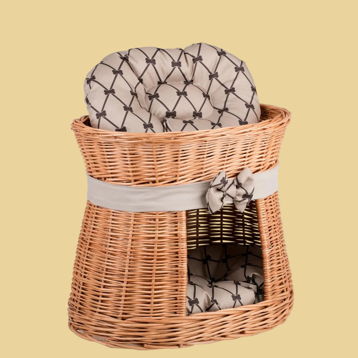 Erif Wicker Katzenhaus mit beigem Kissen - Sunbeamstore