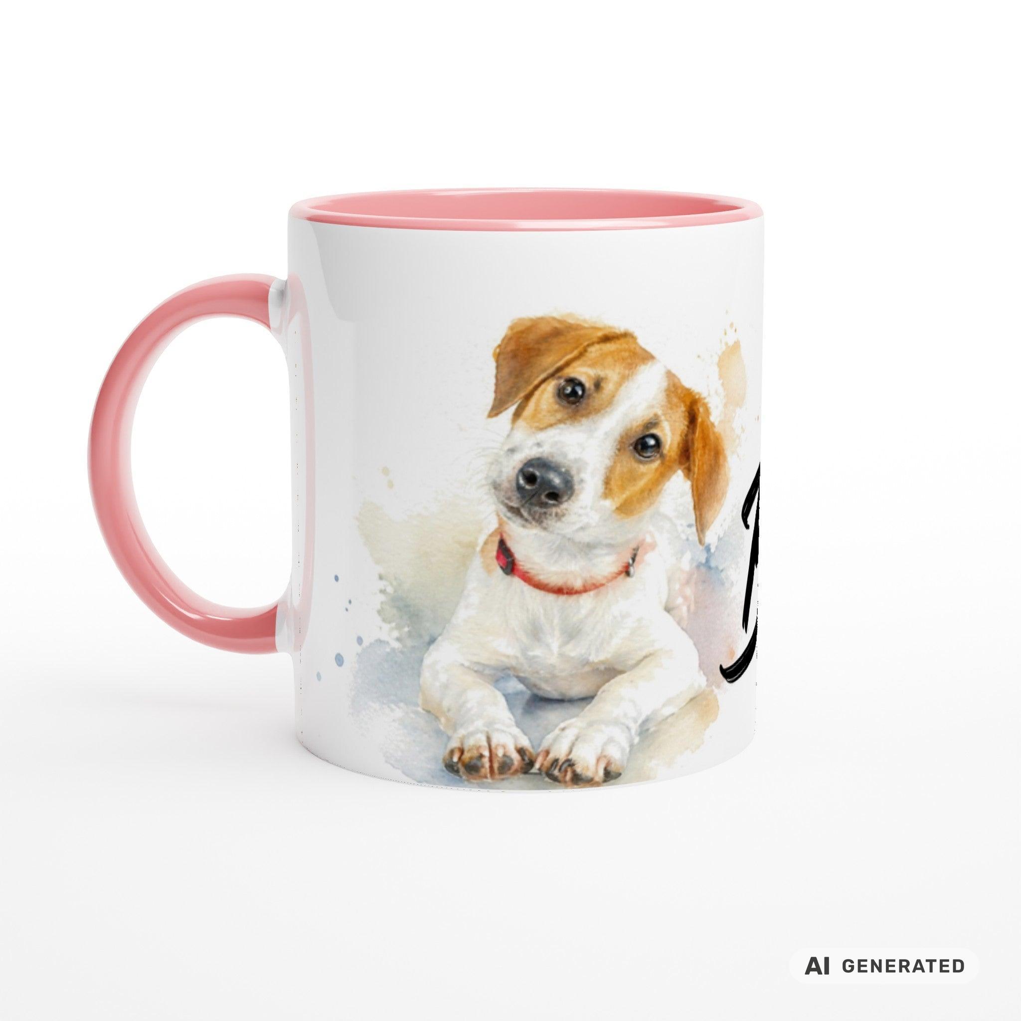 Personalisierte Jack Russell Terrier Tasse 11oz – Aquarell Hundemotiv mit Namen | Geschenk für Jack Russell Terrier Besitzer | Keramiktasse mit Farbwahl - Sunbeamstore