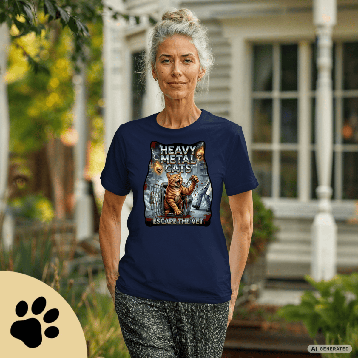 Heavy Metal Cats – Escape the Vet T-Shirt | Lustiges Katzen Metal Shirt | Gildan 64000 Unisex Rock & Heavy Metal Tee - Sunbeamstore