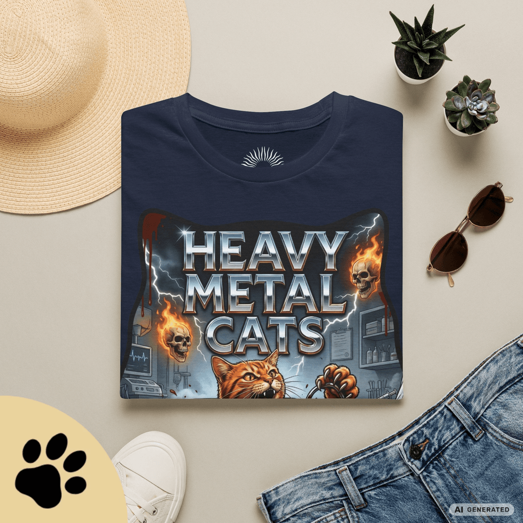 Heavy Metal Cats – Escape the Vet T-Shirt | Lustiges Katzen Metal Shirt | Gildan 64000 Unisex Rock & Heavy Metal Tee - Sunbeamstore