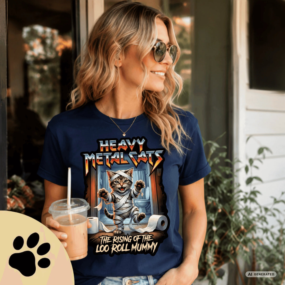 Heavy Metal Cats – The Rising of the Loo Roll Mummy T-Shirt | Funny Cat Metal Shirt | Gildan 64000 Unisex Tee - Sunbeamstore
