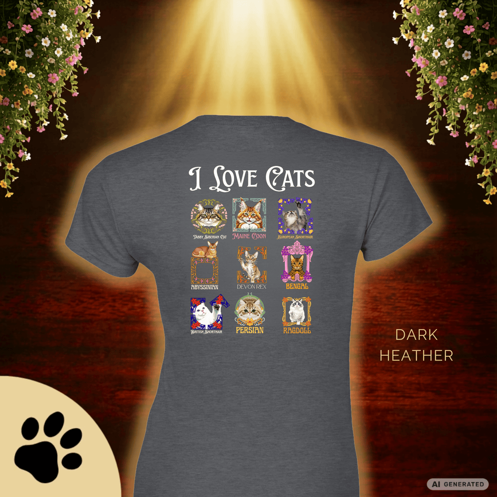 I Love Cats Shirt Classic Womens Crewneck T-shirt | Gildan® 64000L - Sunbeamstore