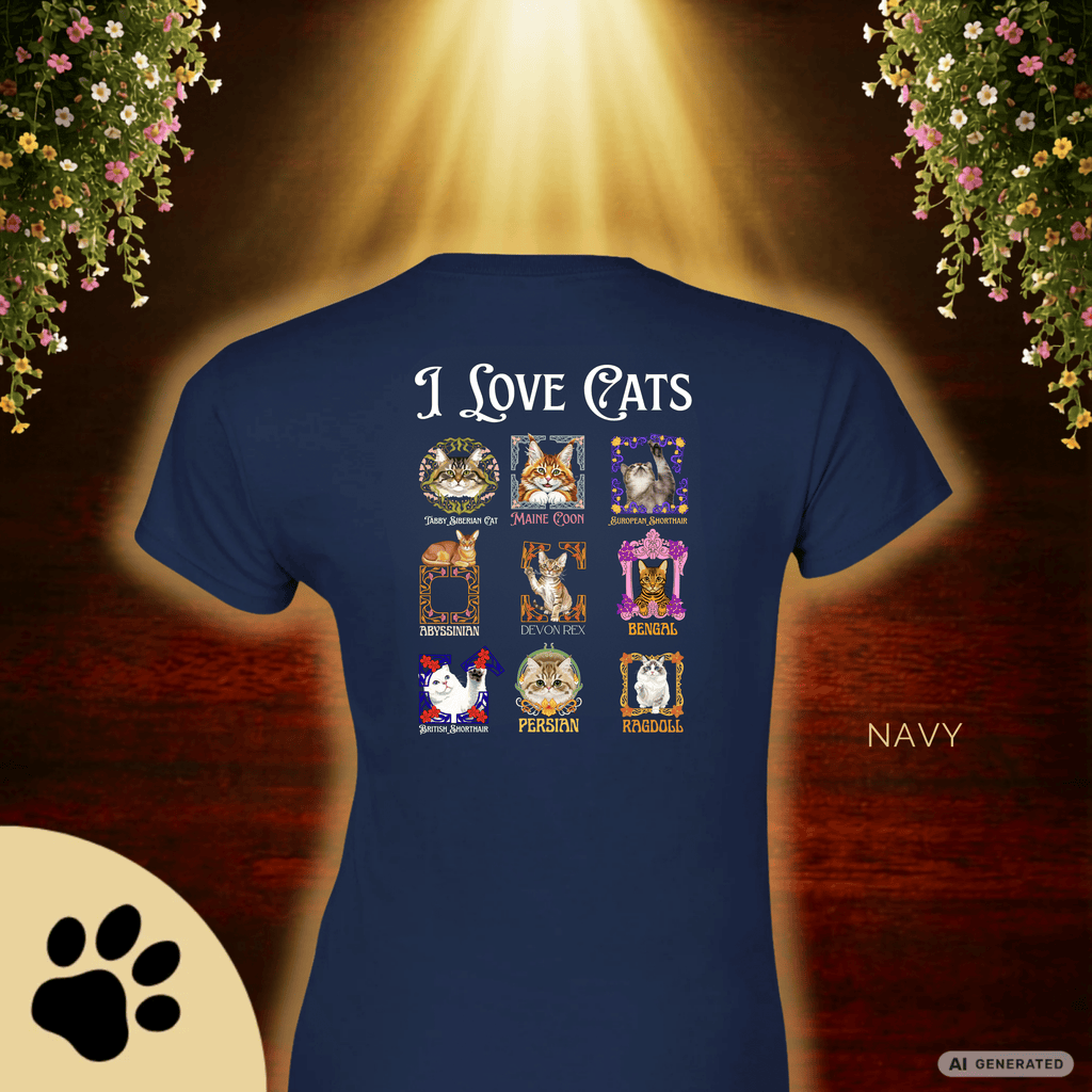 I Love Cats Shirt Classic Womens Crewneck T-shirt | Gildan® 64000L - Sunbeamstore