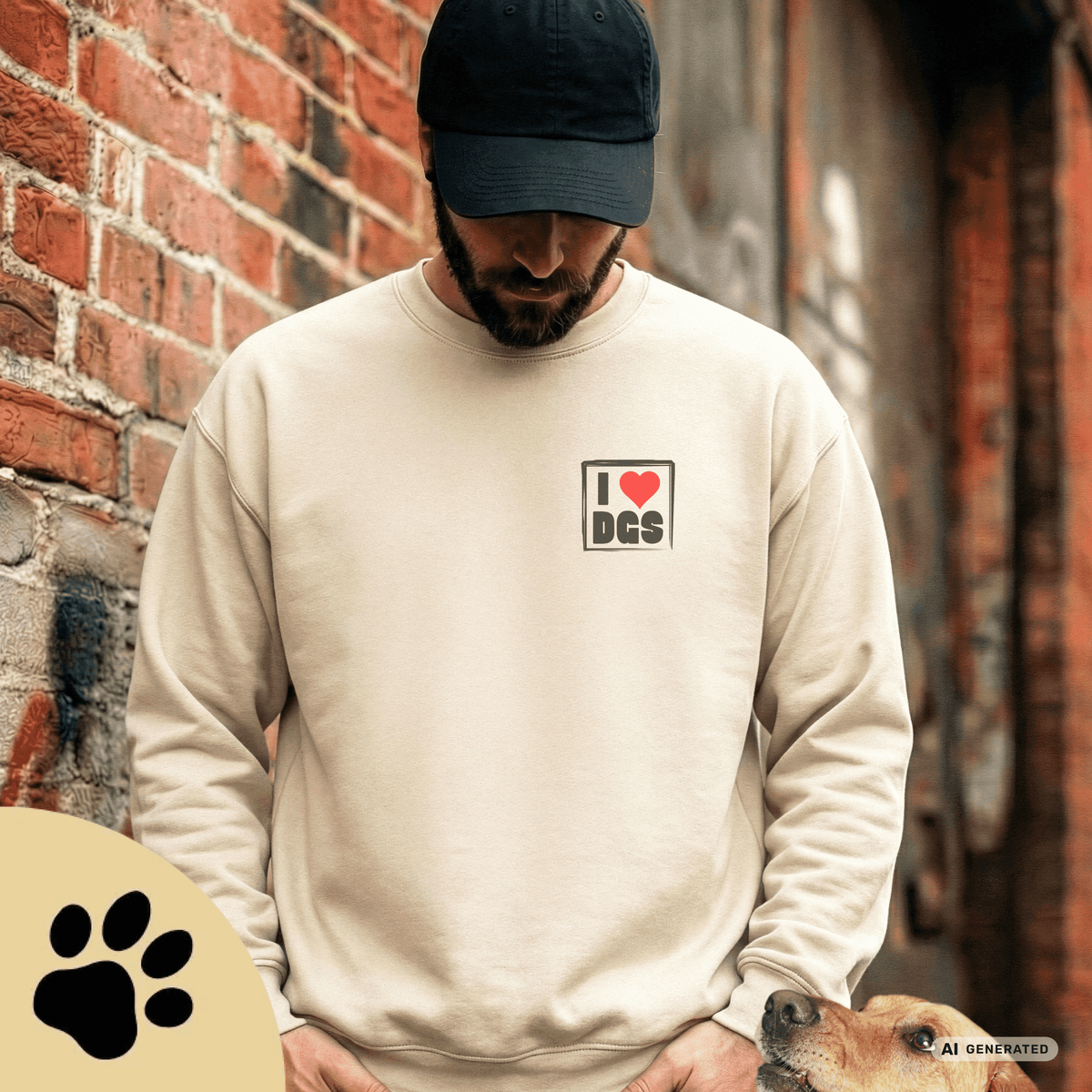 I Love D(O)GS – Minimalistischer Hunde-Sweatshirt mit Backprint | Unisex | Gildan 18000 - Sunbeamstore