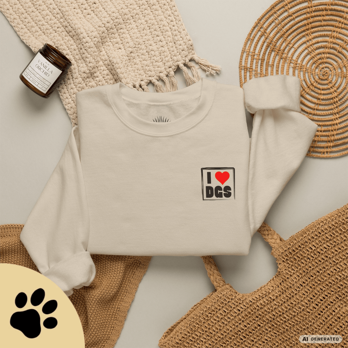 I Love D(O)GS – Minimalistischer Hunde-Sweatshirt mit Backprint | Unisex | Gildan 18000 - Sunbeamstore