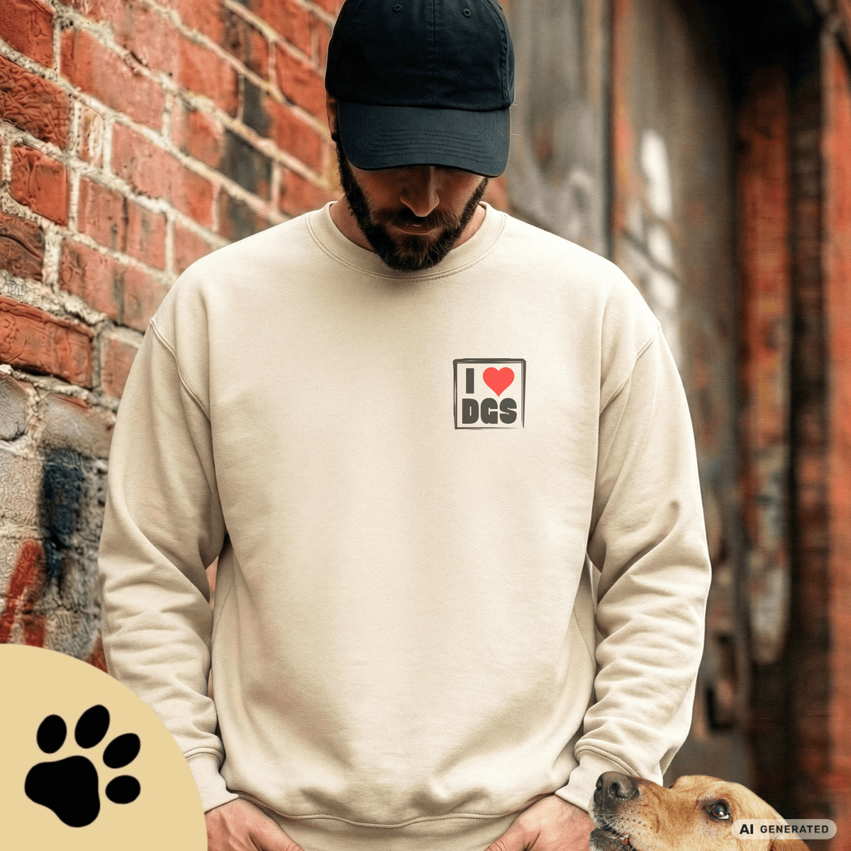 I Love D(O)GS – Minimalistischer Hunde-Sweatshirt mit Backprint | Unisex | Gildan 18000 - Sunbeamstore
