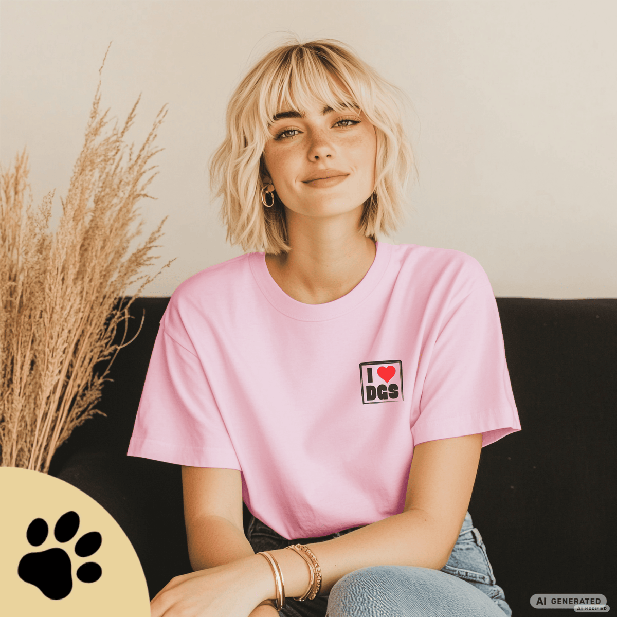 I LOVE D(O)GS – Minimalistisches Hunde T-Shirt mit Dog Doodle Backprint | Bella+Canvas 3001 - Sunbeamstore