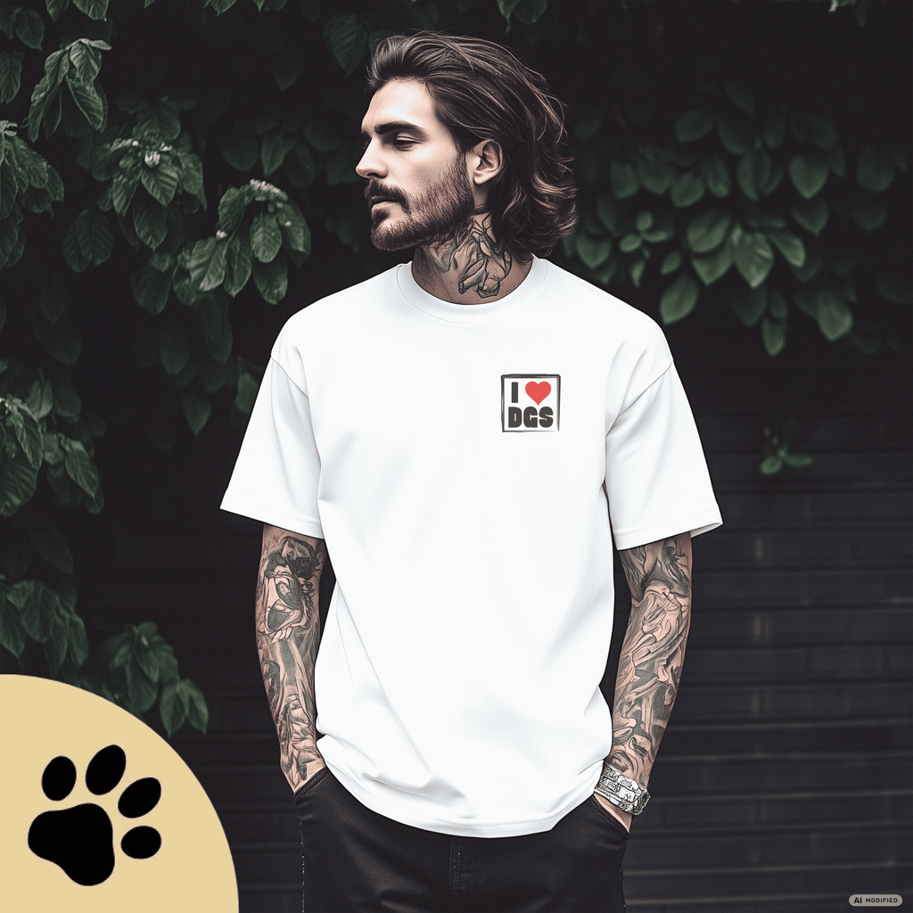 I LOVE D(O)GS – Minimalistisches Hunde T-Shirt mit Dog Doodle Backprint | Bella+Canvas 3001 - Sunbeamstore