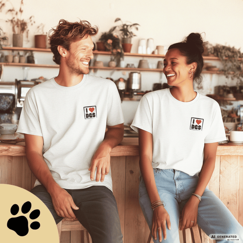 I LOVE D(O)GS – Minimalistisches Hunde T-Shirt mit Dog Doodle Backprint | Bella+Canvas 3001 - Sunbeamstore