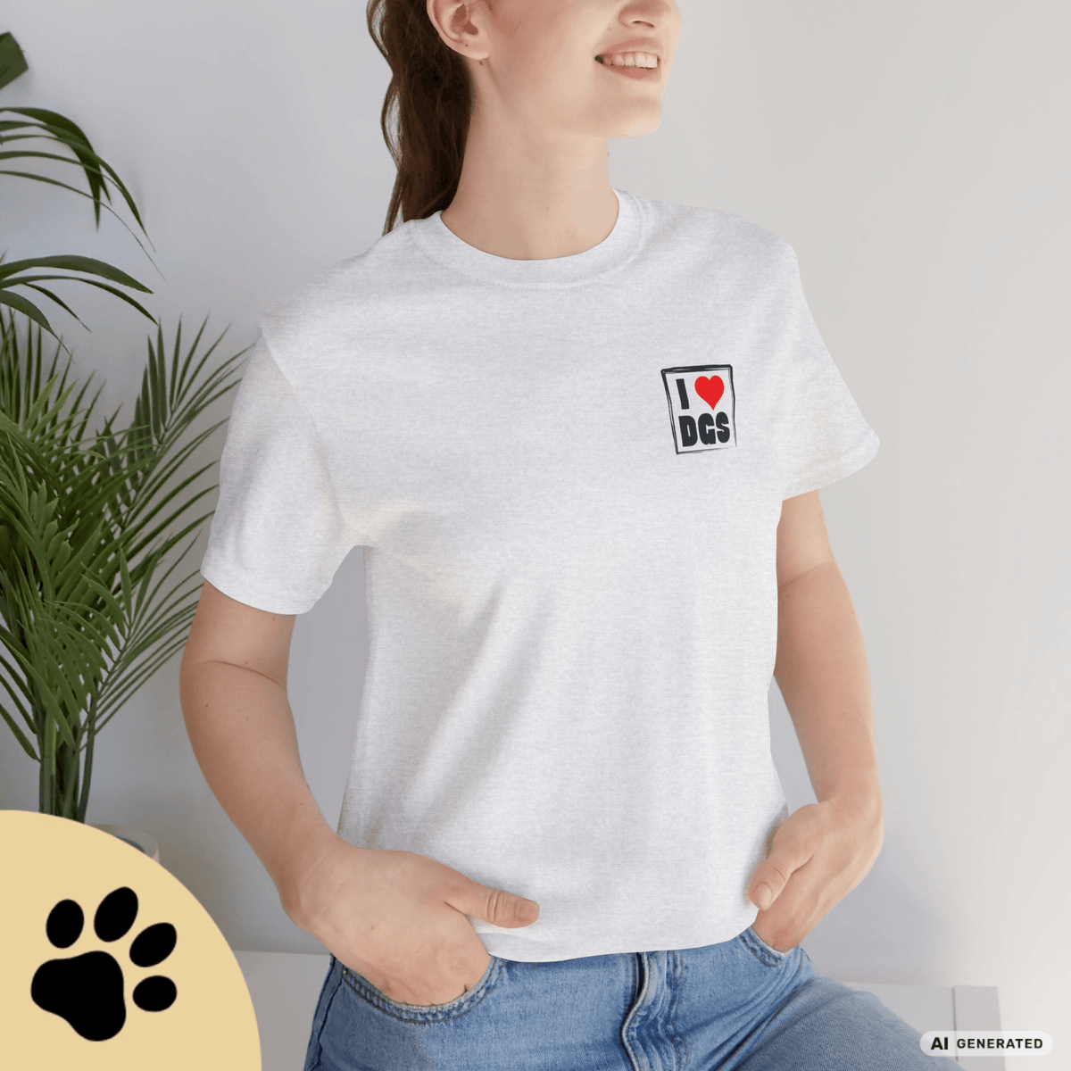 I LOVE D(O)GS – Minimalistisches Hunde T-Shirt mit Dog Doodle Backprint | Bella+Canvas 3001 - Sunbeamstore