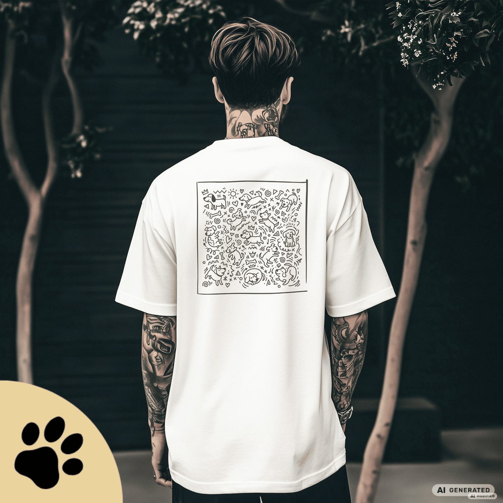 I LOVE D(O)GS – Minimalistisches Hunde T-Shirt mit Dog Doodle Backprint | Bella+Canvas 3001 - Sunbeamstore