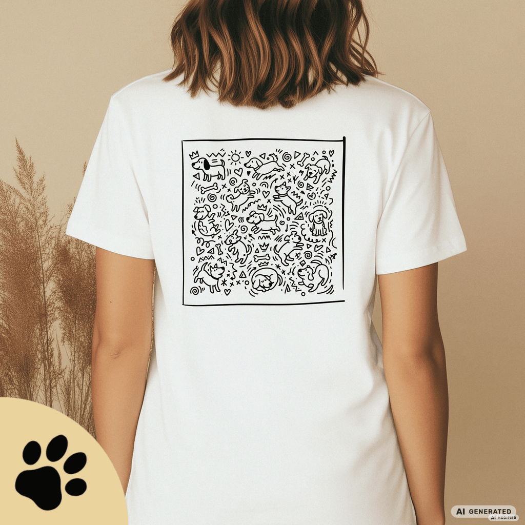 I LOVE D(O)GS – Minimalistisches Hunde T-Shirt mit Dog Doodle Backprint | Bella+Canvas 3001 - Sunbeamstore