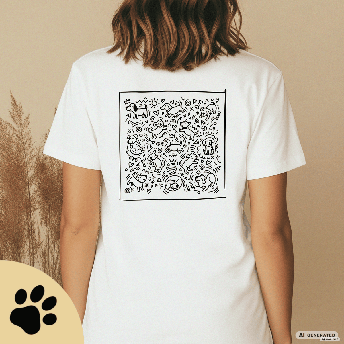 I LOVE D(O)GS – Minimalistisches Hunde T-Shirt mit Dog Doodle Backprint | Bella+Canvas 3001 - Sunbeamstore