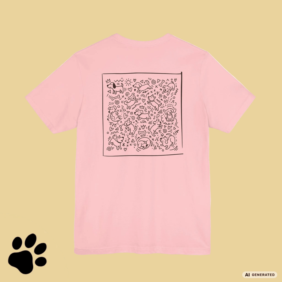 I LOVE D(O)GS – Minimalistisches Hunde T-Shirt mit Dog Doodle Backprint | Bella+Canvas 3001 - Sunbeamstore