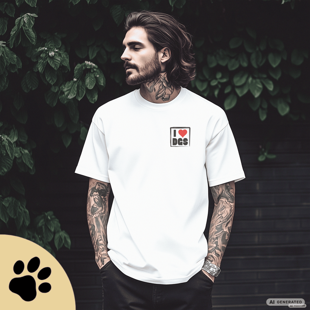 I LOVE D(O)GS – Minimalistisches Hunde T-Shirt mit Dog Doodle Backprint | Bella+Canvas 3001 - Sunbeamstore