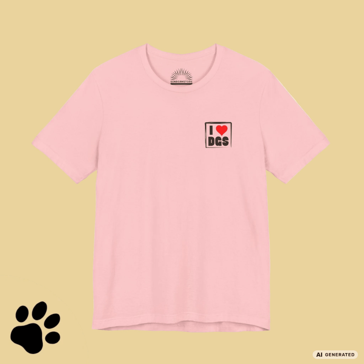 I LOVE D(O)GS – Minimalistisches Hunde T-Shirt mit Dog Doodle Backprint | Bella+Canvas 3001 - Sunbeamstore