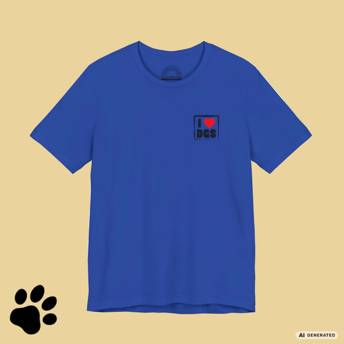 I LOVE D(O)GS – Minimalistisches Hunde T-Shirt mit Dog Doodle Backprint | Bella+Canvas 3001 - Sunbeamstore