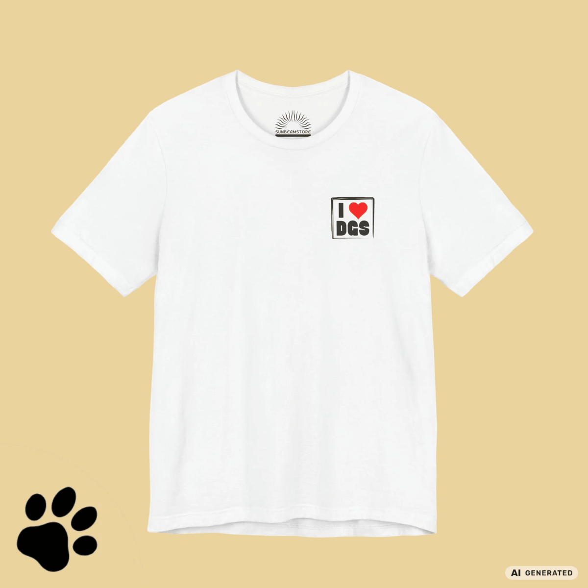 I LOVE D(O)GS – Minimalistisches Hunde T-Shirt mit Dog Doodle Backprint | Bella+Canvas 3001 - Sunbeamstore