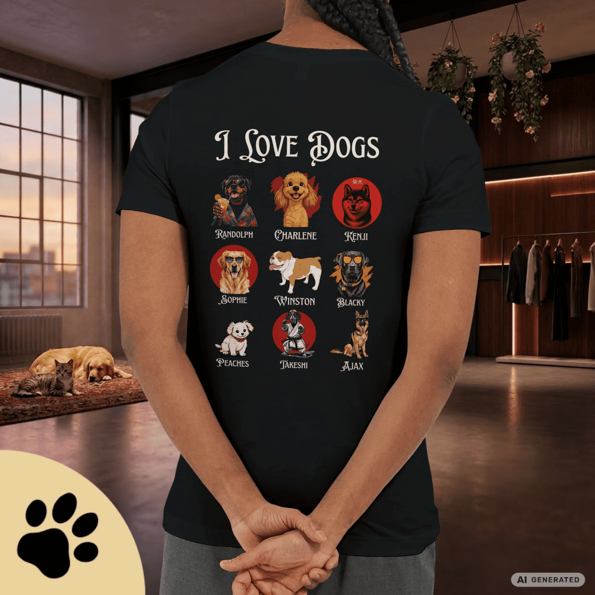 I Love Dogs T-Shirt – Hundeliebe Shirt für Hundefans | Dog Lover Geschenk Unisex Bella Canvas 3001 - Sunbeamstore