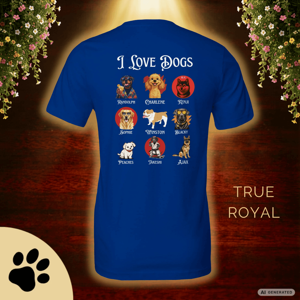 I Love Dogs T-Shirt – Hundeliebe Shirt für Hundefans | Dog Lover Geschenk Unisex Bella Canvas 3001 - Sunbeamstore
