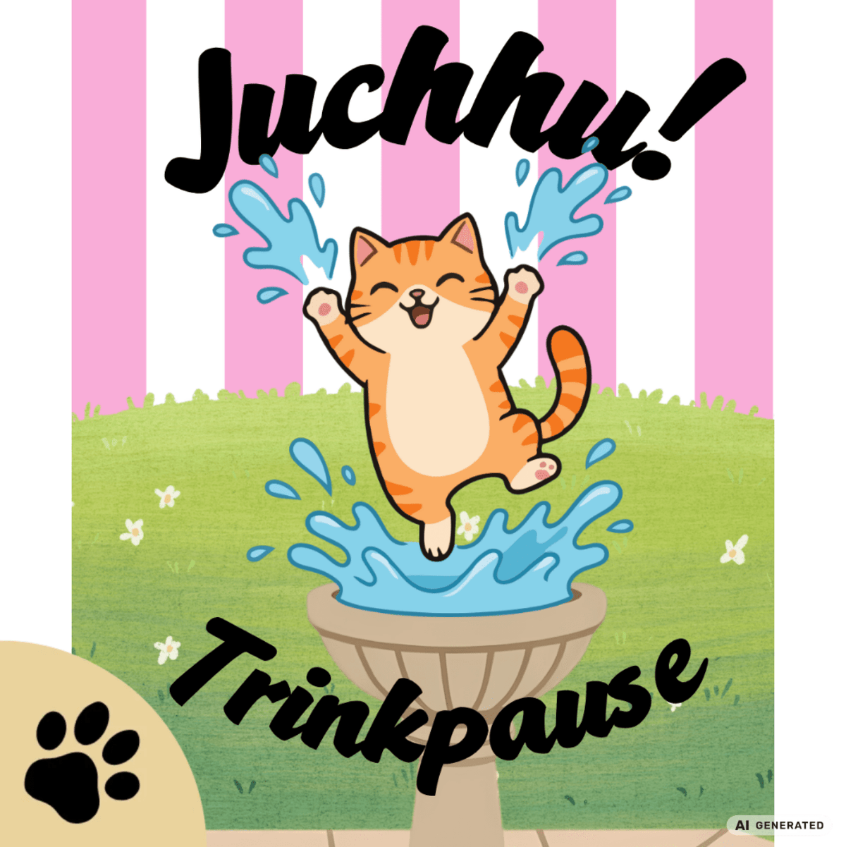 Katzen Trinkflasche "Juchhu! Trinkpause!" | Isolierflasche 500 ml | Lustiges Geschenk für Katzenliebhaber - Sunbeamstore
