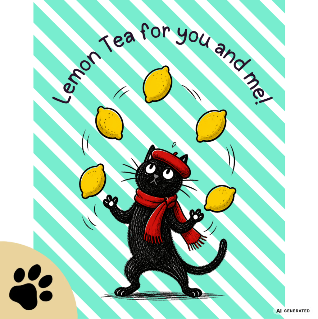 🍋🐱 Katzen Trinkflasche "Lemon Tea for You and Me!" | Isolierflasche 500 ml | Edelstahl Wasserflasche für Katzenfans - Sunbeamstore