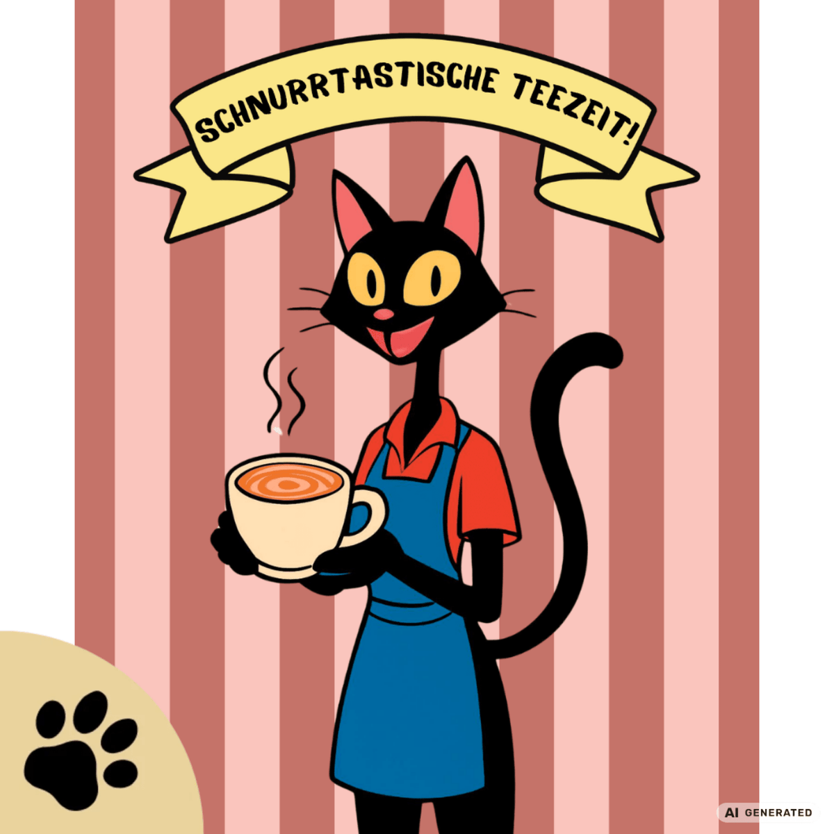 🐱☕ Katzen Trinkflasche "Schnurrtastische Teezeit" | Isolierflasche 500 ml | Geschenk für Katzenliebhaber - Sunbeamstore