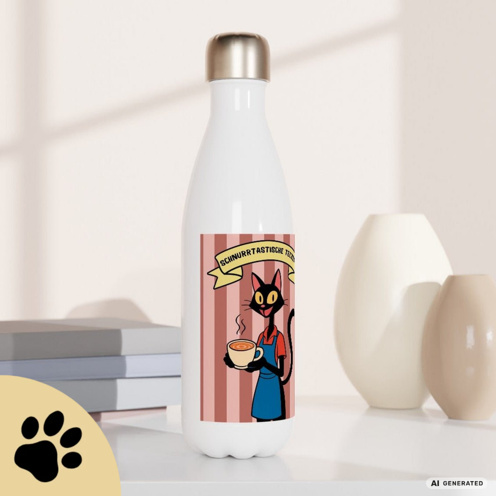 🐱☕ Katzen Trinkflasche "Schnurrtastische Teezeit" | Isolierflasche 500 ml | Geschenk für Katzenliebhaber - Sunbeamstore