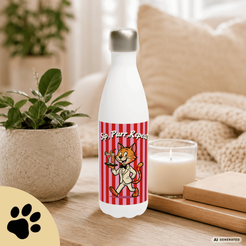 🐱💧 Katzen Trinkflasche "Sip, Purr, Repeat" | Isolierflasche 500 ml | Lustiges Geschenk für Katzenliebhaber - Sunbeamstore