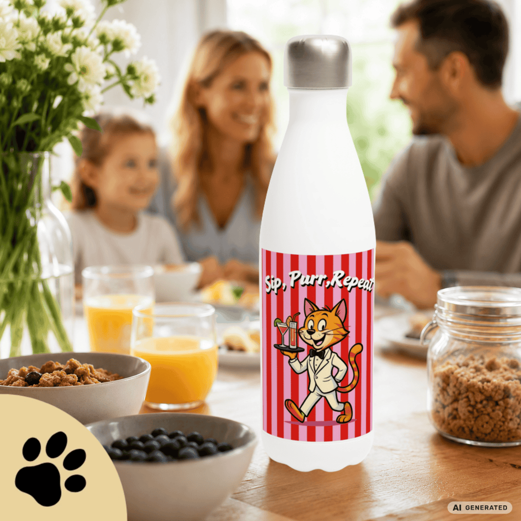 🐱💧 Katzen Trinkflasche "Sip, Purr, Repeat" | Isolierflasche 500 ml | Lustiges Geschenk für Katzenliebhaber - Sunbeamstore