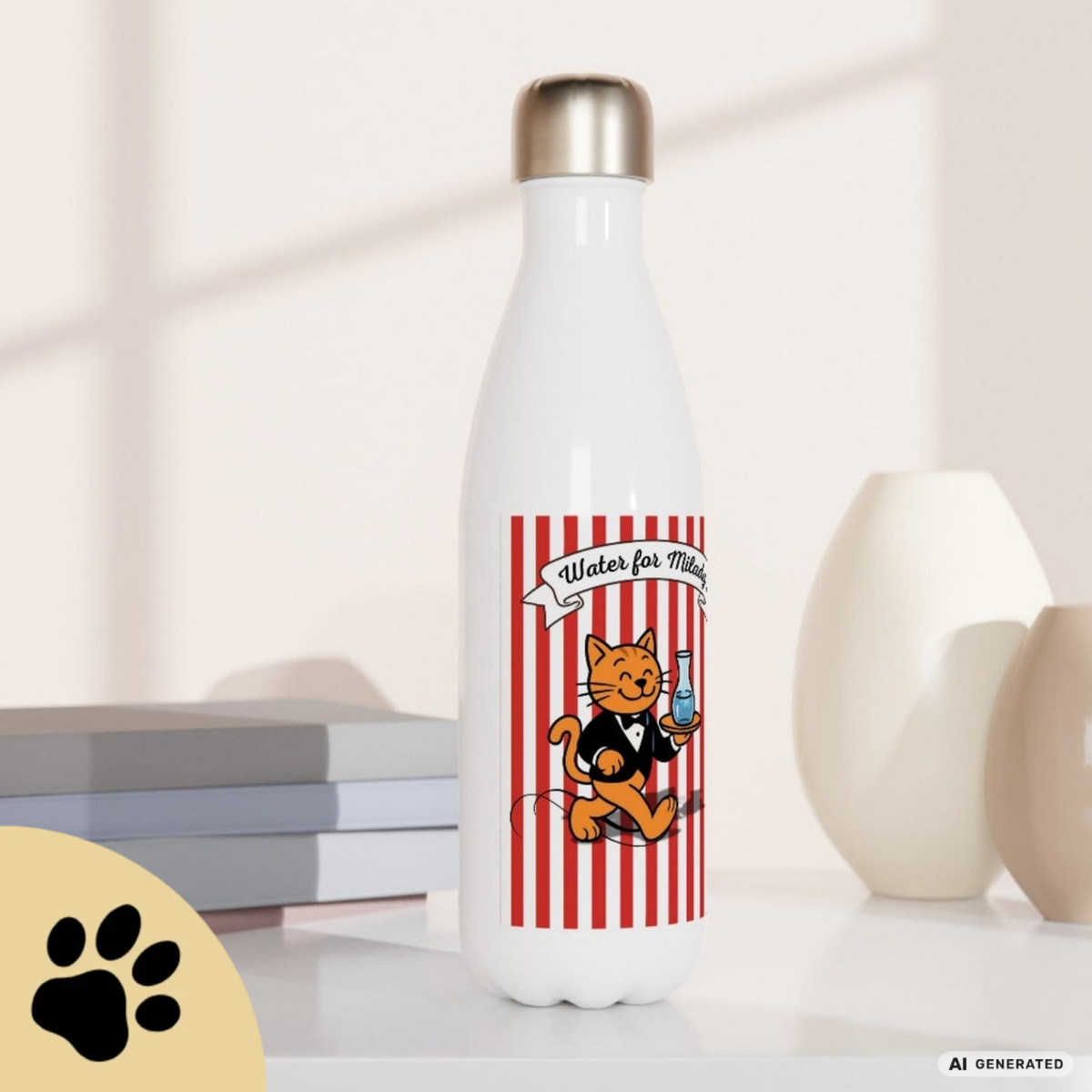 Katzen Trinkflasche "Water for Milady" | Isolierflasche 500 ml für Katzenfans - Sunbeamstore