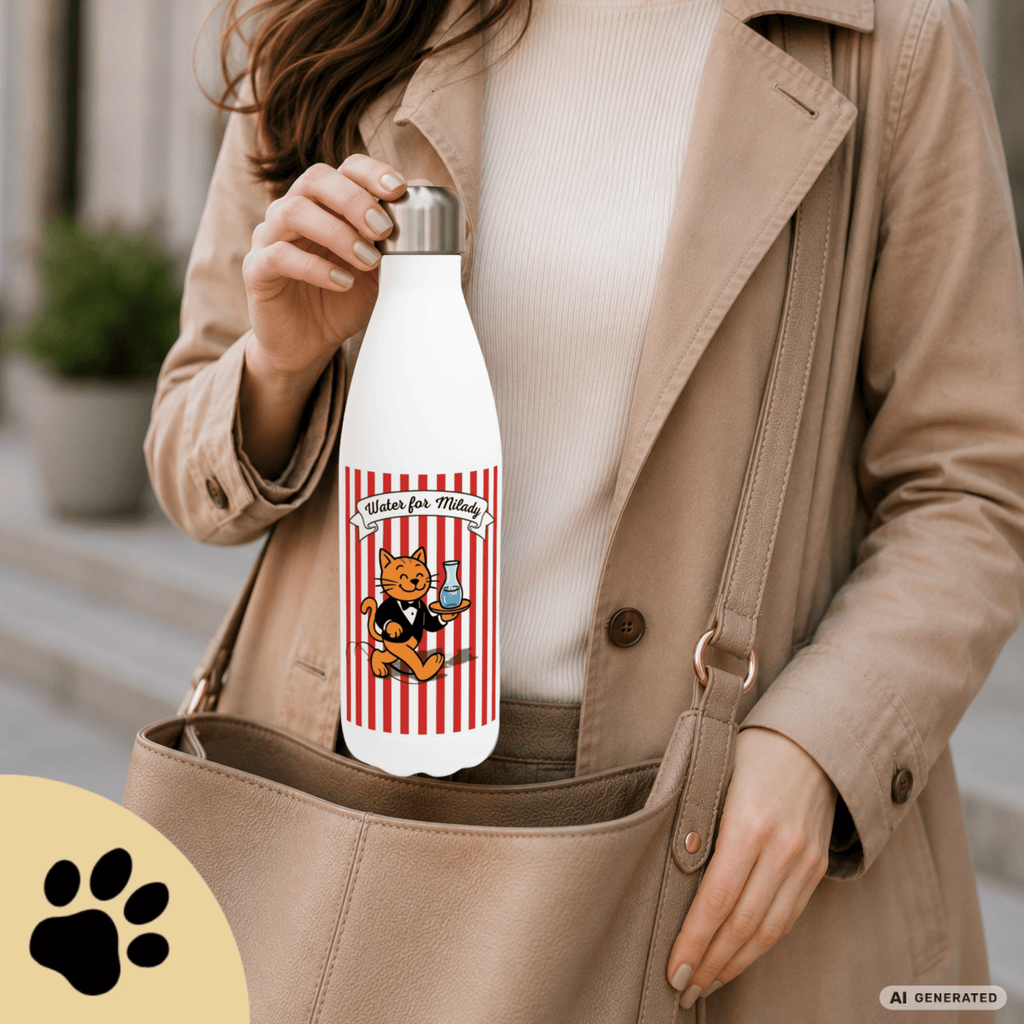 Katzen Trinkflasche "Water for Milady" | Isolierflasche 500 ml für Katzenfans - Sunbeamstore