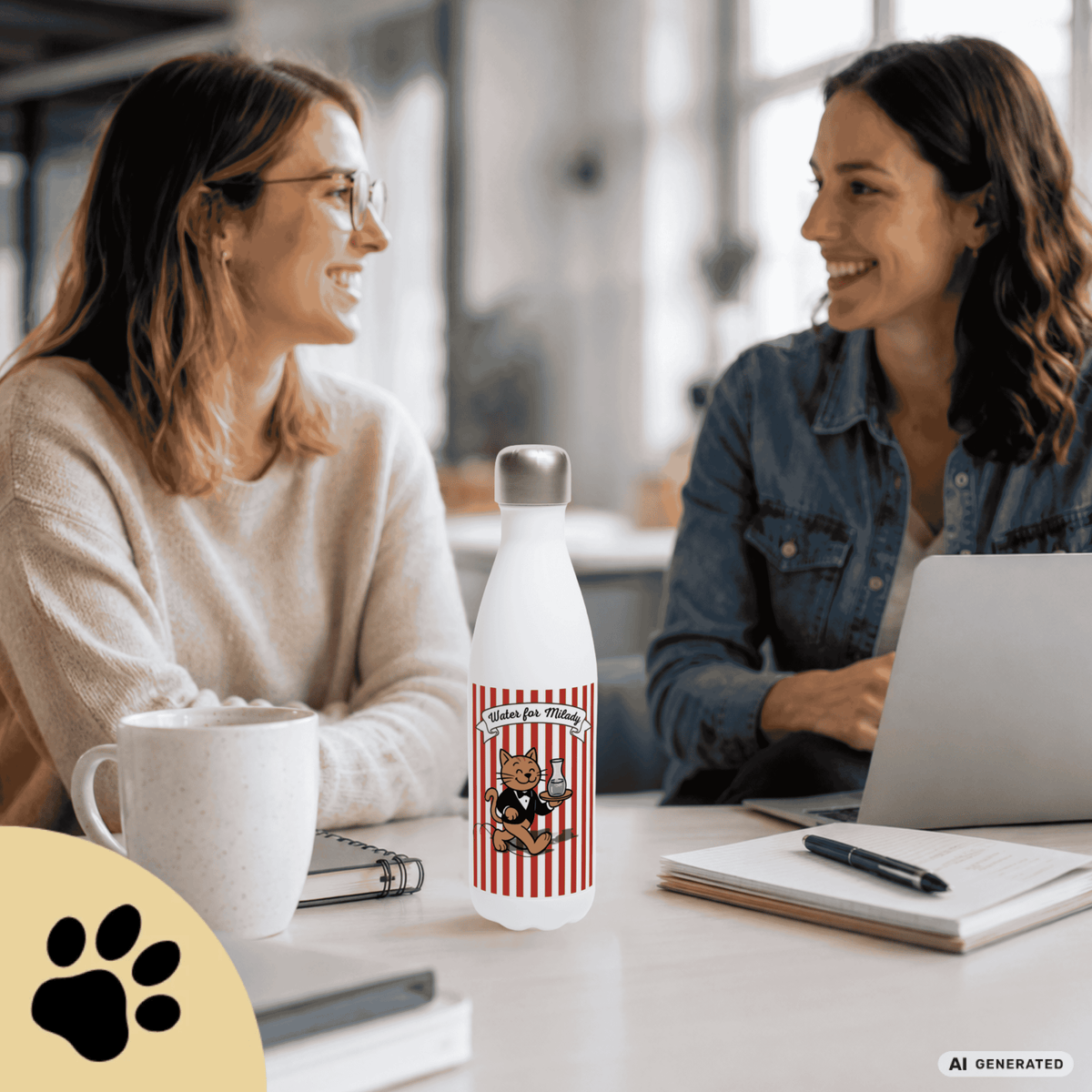 Katzen Trinkflasche "Water for Milady" | Isolierflasche 500 ml für Katzenfans - Sunbeamstore