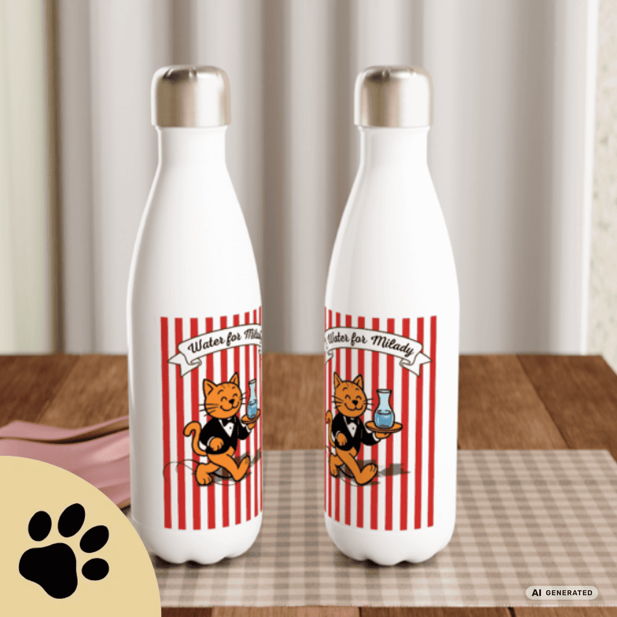 Katzen Trinkflasche "Water for Milady" | Isolierflasche 500 ml für Katzenfans - Sunbeamstore