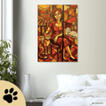 Kubistisches Katzenbild 70 x 100 cm | Warmes Leinwandbild für Katzenliebhaber I Canvas 70x100 cm / 28x40″ - Sunbeamstore