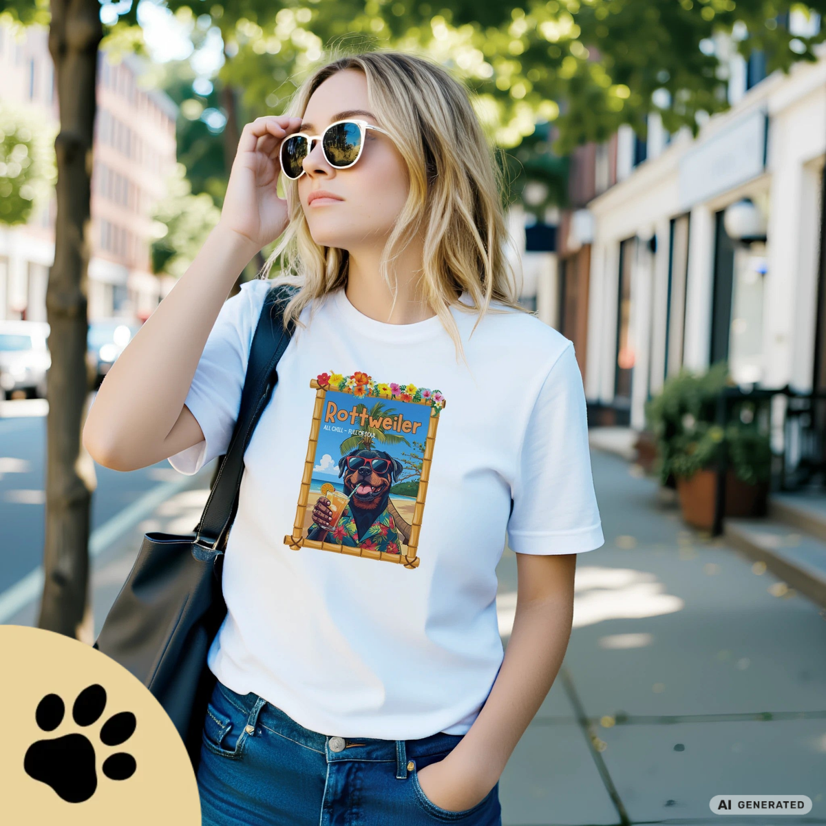 Lustiges Rottweiler T-Shirt – Cool Dog Lover Shirt mit Summer Vibes Unisex Premium Unisex Crewneck T-shirt | Bella + Canvas 3001 - Sunbeamstore