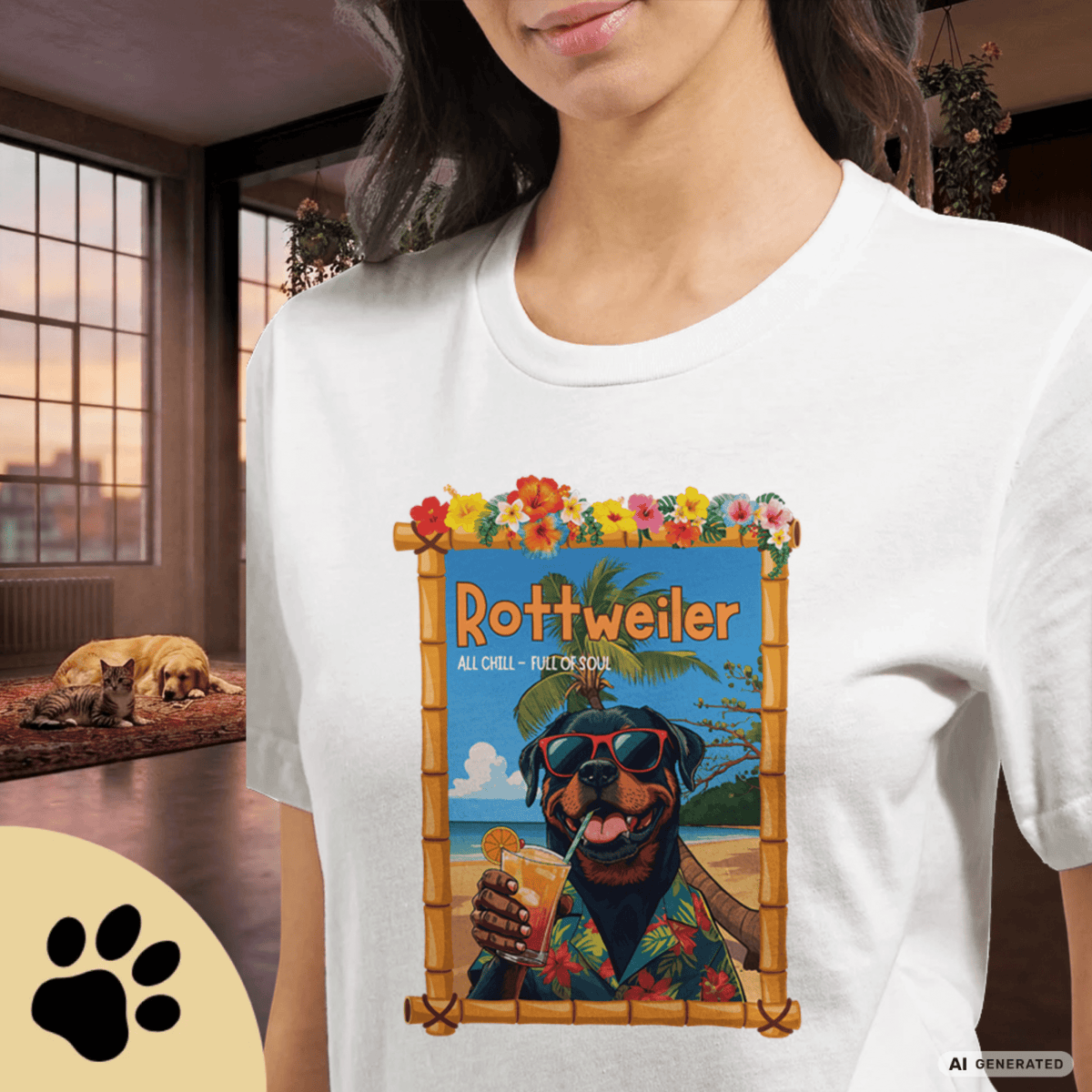 Lustiges Rottweiler T-Shirt – Cool Dog Lover Shirt mit Summer Vibes Unisex Premium Unisex Crewneck T-shirt | Bella + Canvas 3001 - Sunbeamstore