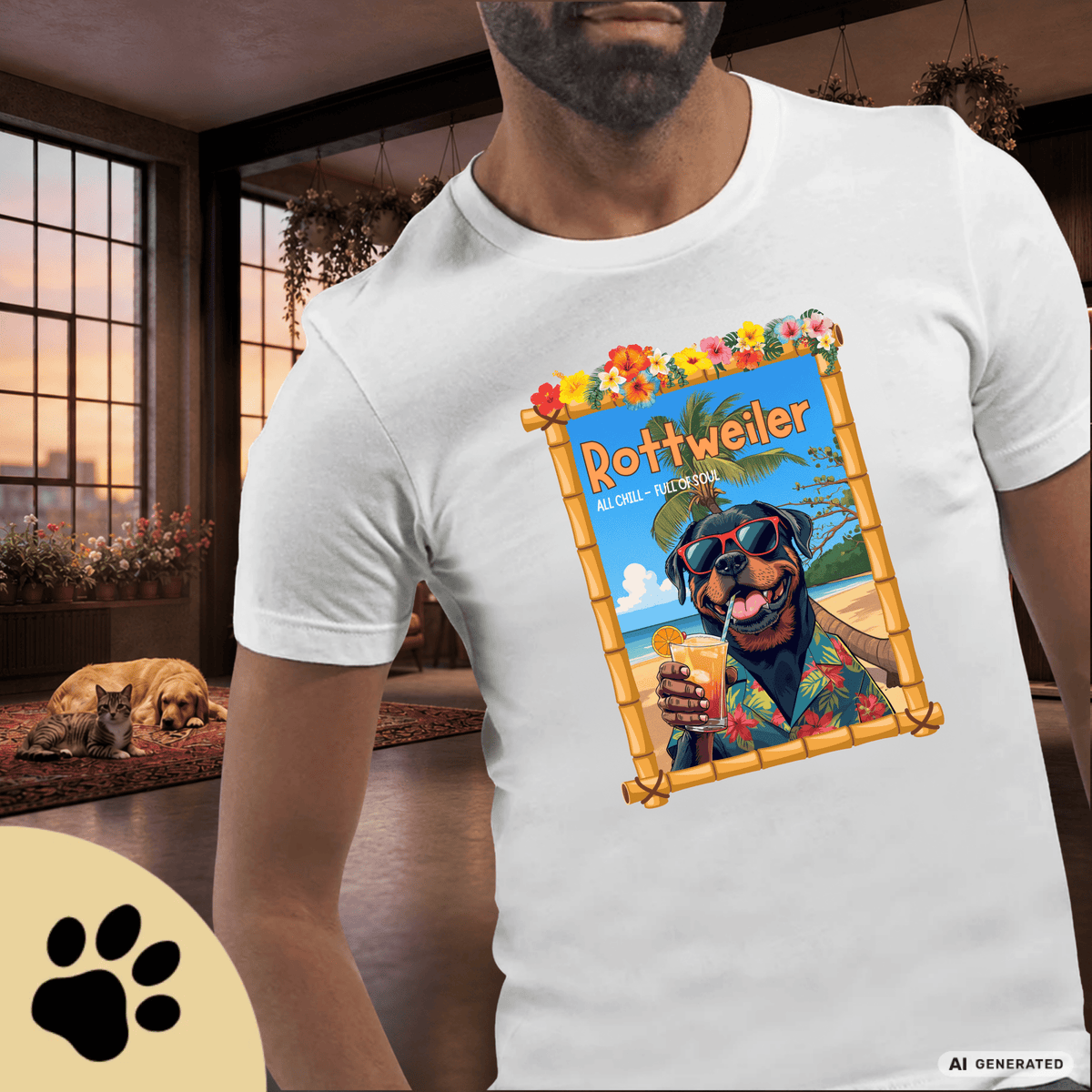 Lustiges Rottweiler T-Shirt – Cool Dog Lover Shirt mit Summer Vibes Unisex Premium Unisex Crewneck T-shirt | Bella + Canvas 3001 - Sunbeamstore