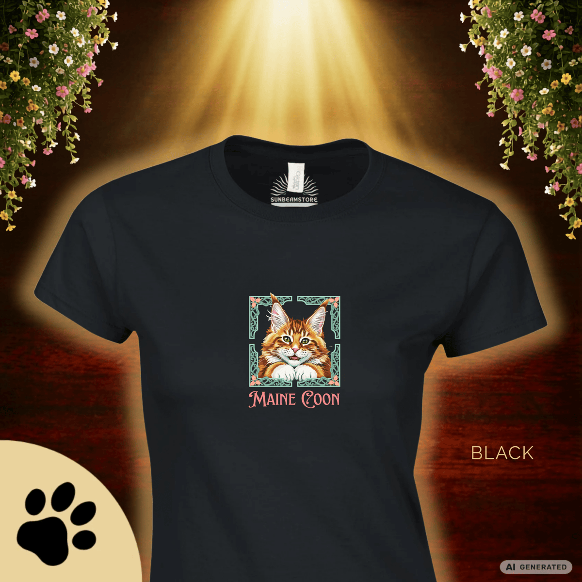 Maine Coon Katzen T-Shirt Damen | Cat Lover Shirt | Geschenk für Katzenliebhaber | Maine Coon Cat Shirt - Sunbeamstore