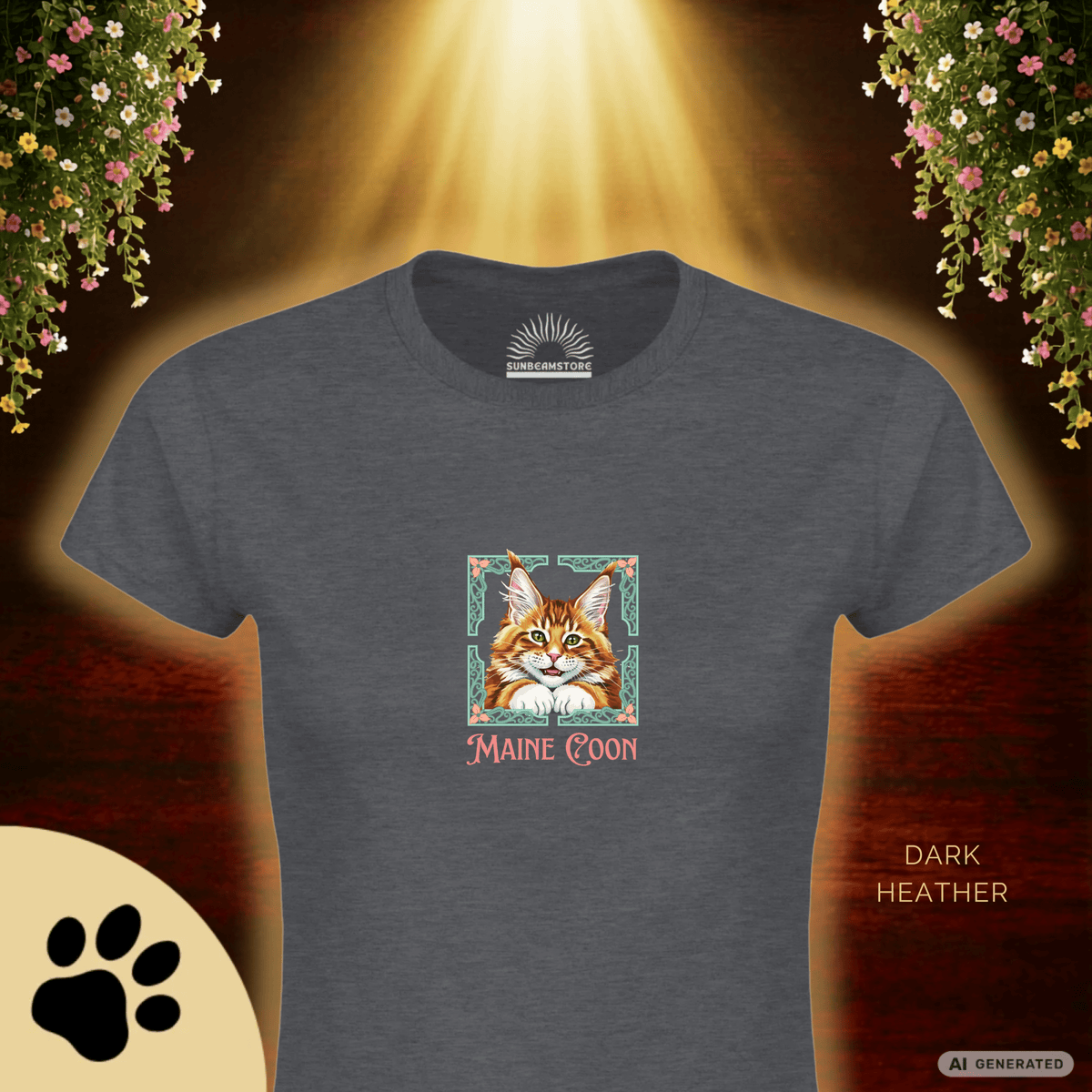 Maine Coon Katzen T-Shirt Damen | Cat Lover Shirt | Geschenk für Katzenliebhaber | Maine Coon Cat Shirt - Sunbeamstore